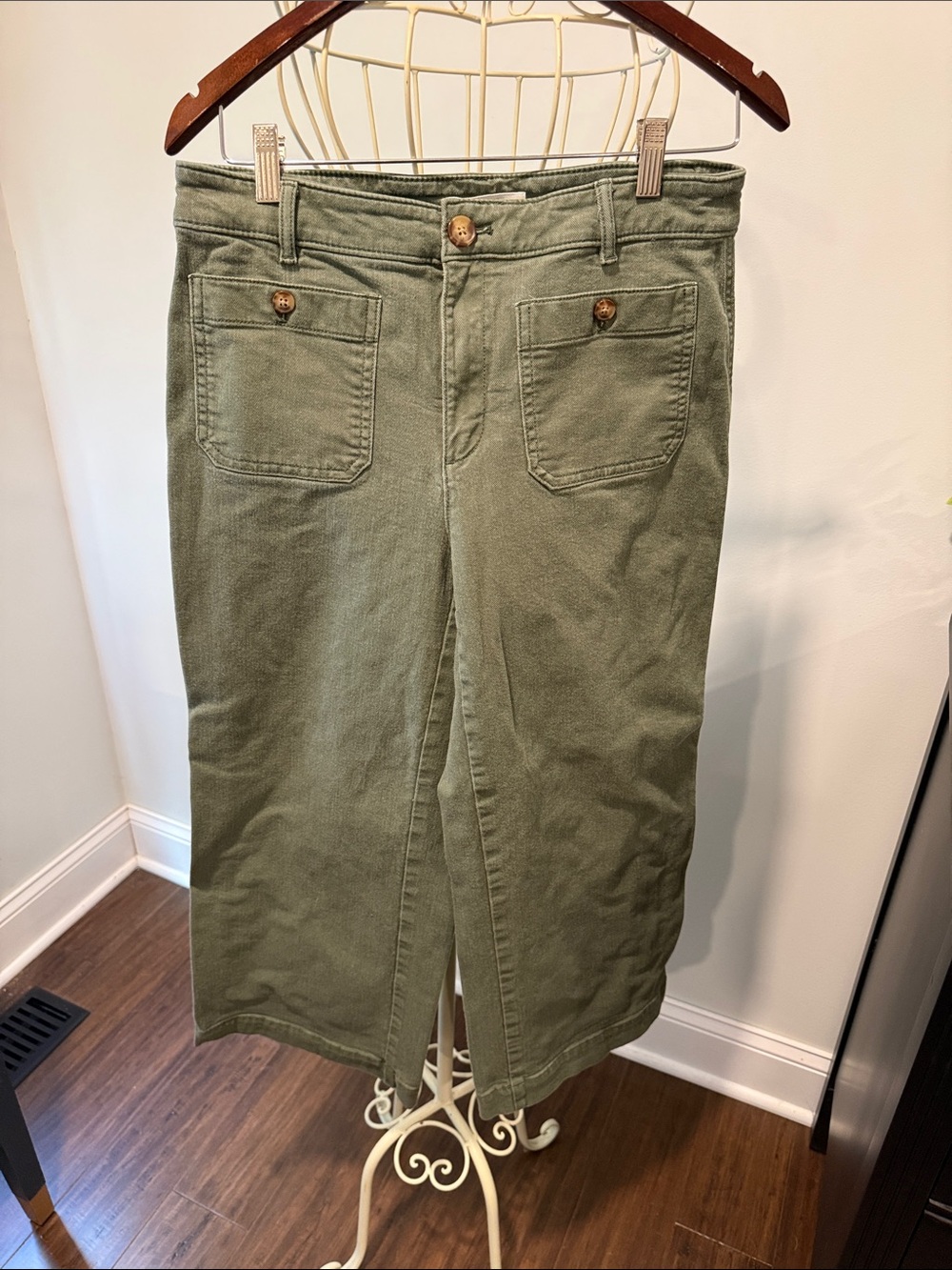 LOFT Palmer Wide Leg Pants in Olive